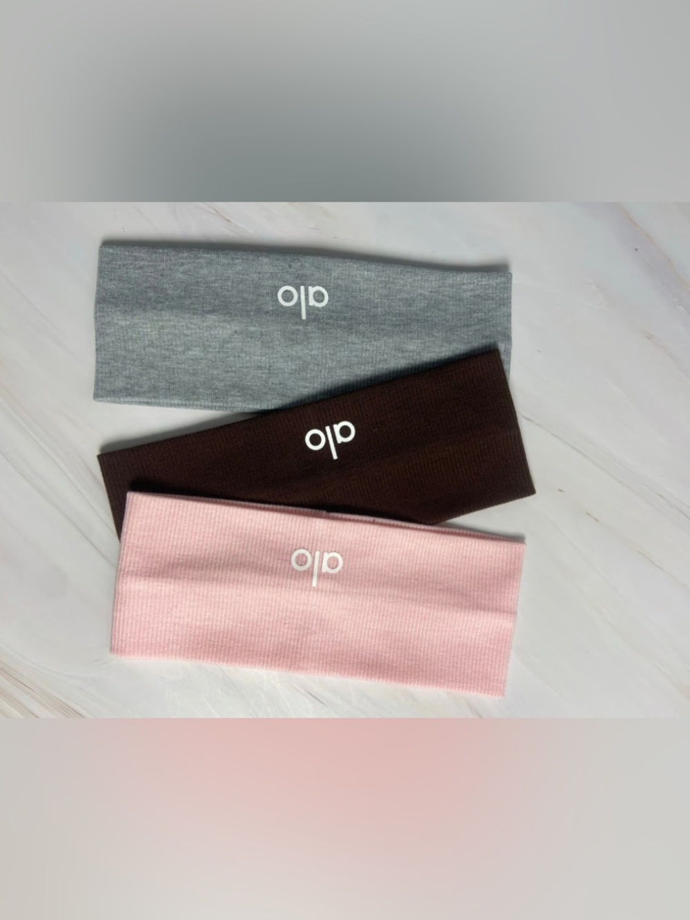 ALO Yoga Ribbed Headband Set - Gray, Brown, Pink